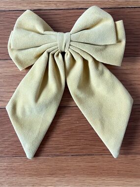 Sezane Mustard Yellow Velvet Big Bow Hair Clip Accessory French